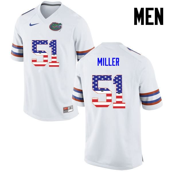 Men's NCAA Florida Gators Ventrell Miller #51 Stitched Authentic USA Flag Fashion Nike White College Football Jersey DEQ2765SR